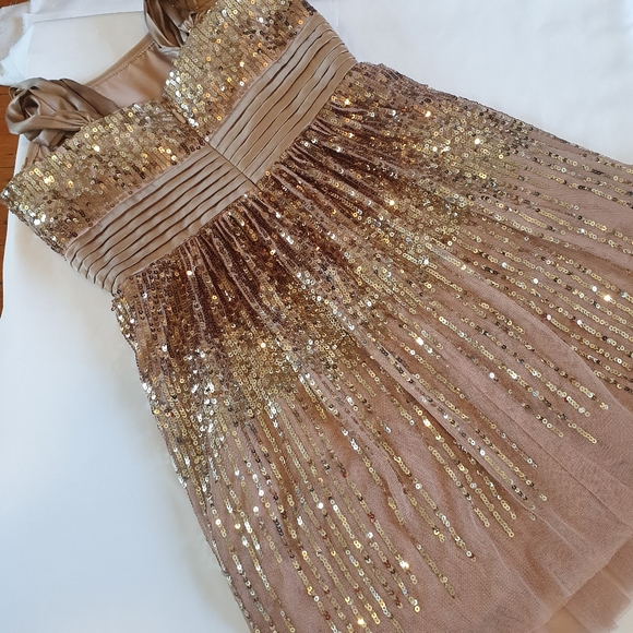 ❗️Host Pick❗️BCBGMAXAZRIA Gold Sequence Tulle Dress Size 2/XS - Picture 6 of 8